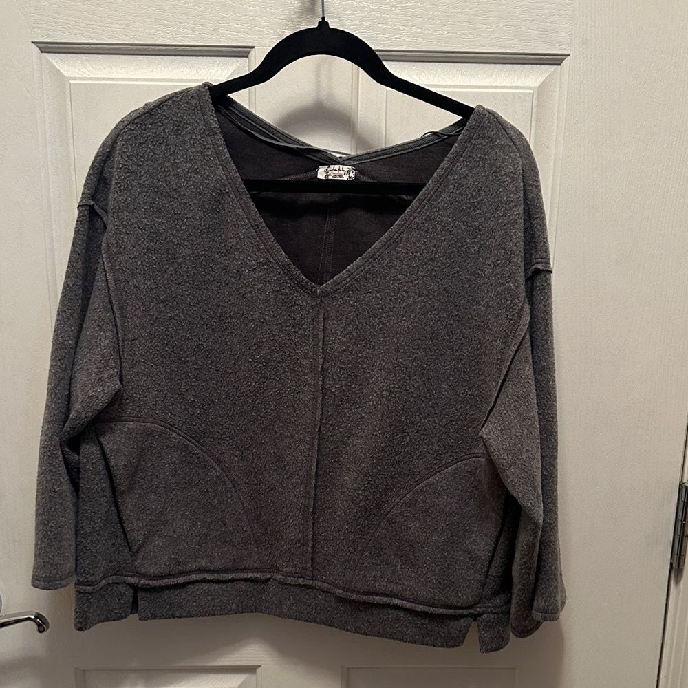 Free People Gray Knit Top